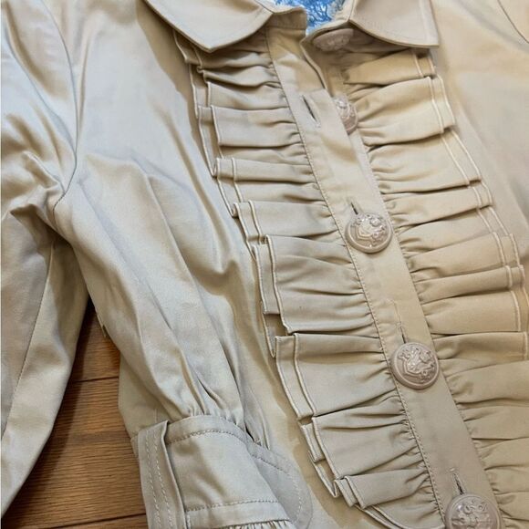 Anthropologie Manoush Women's Cream Light Tan Cropped Blazer Trench Size Small - Picture 10 of 10